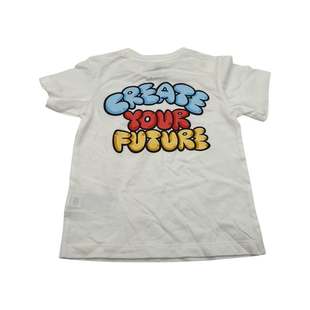 Adidas Children Tee. Size 12-18M. White w/Multicolor Letters